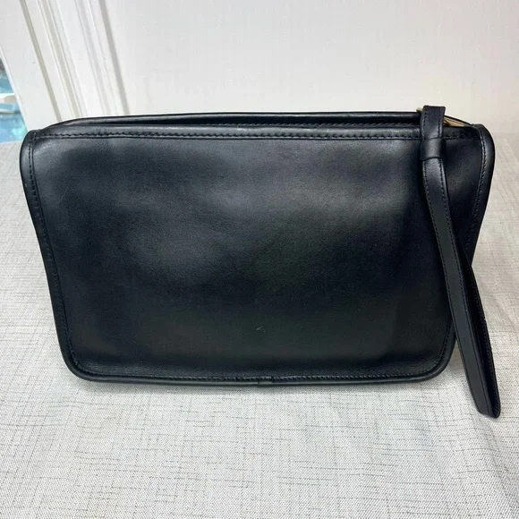 Coach Bonnie Cashin Black Zippered ClutchBag Leather 1970’s Rare EUC - Picture 5 of 13